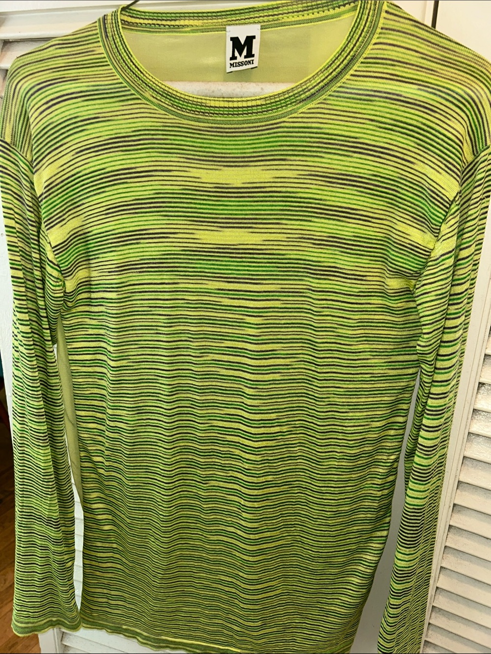 Missoni Sample Neon Lime 🍋🟩 Long Sleeve Crewneck Designer🧑🎨Look 👀